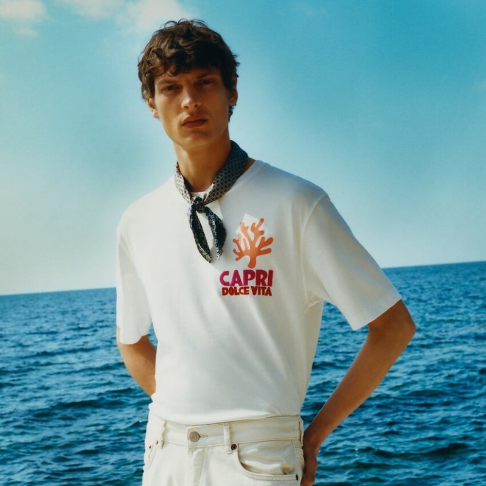 ZARA MENS ASSOULINE T-SHIRT - CAPRI DOLCE VITA - NWOT